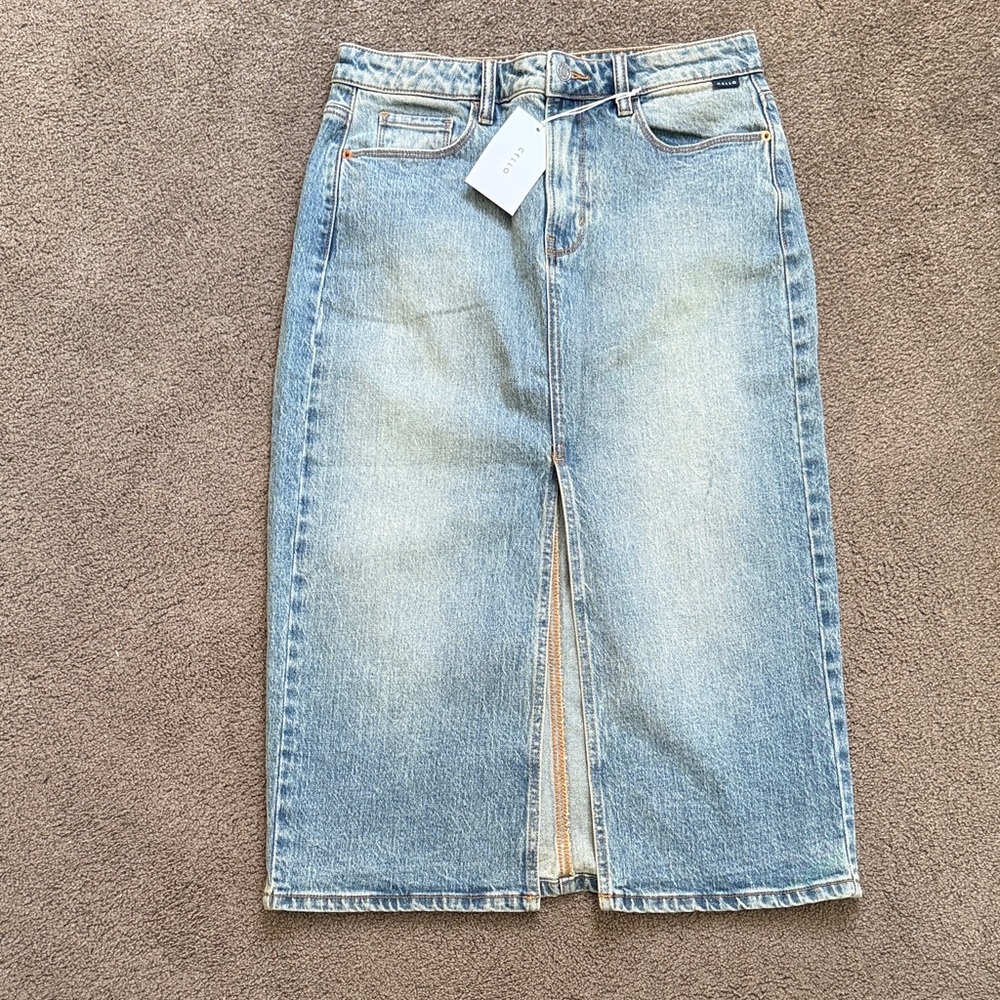 Denim midi skirt